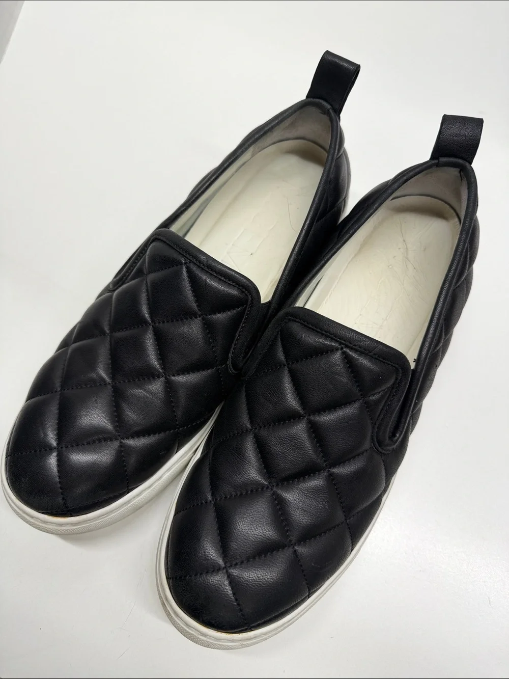 M Gemi Maddalena Quilted Sneakers Slip On Platform Shoes Black White Size 41 10